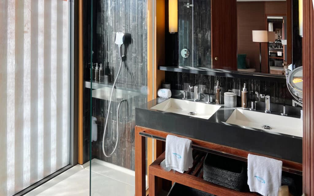 An Aqua Mekong suite bathroom.