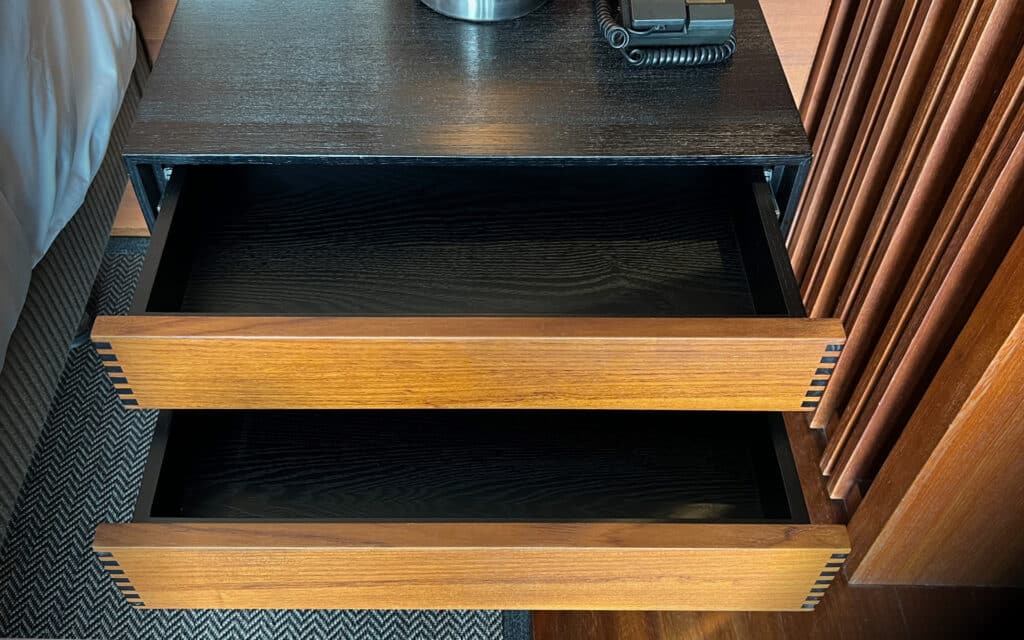 Bedside drawers.