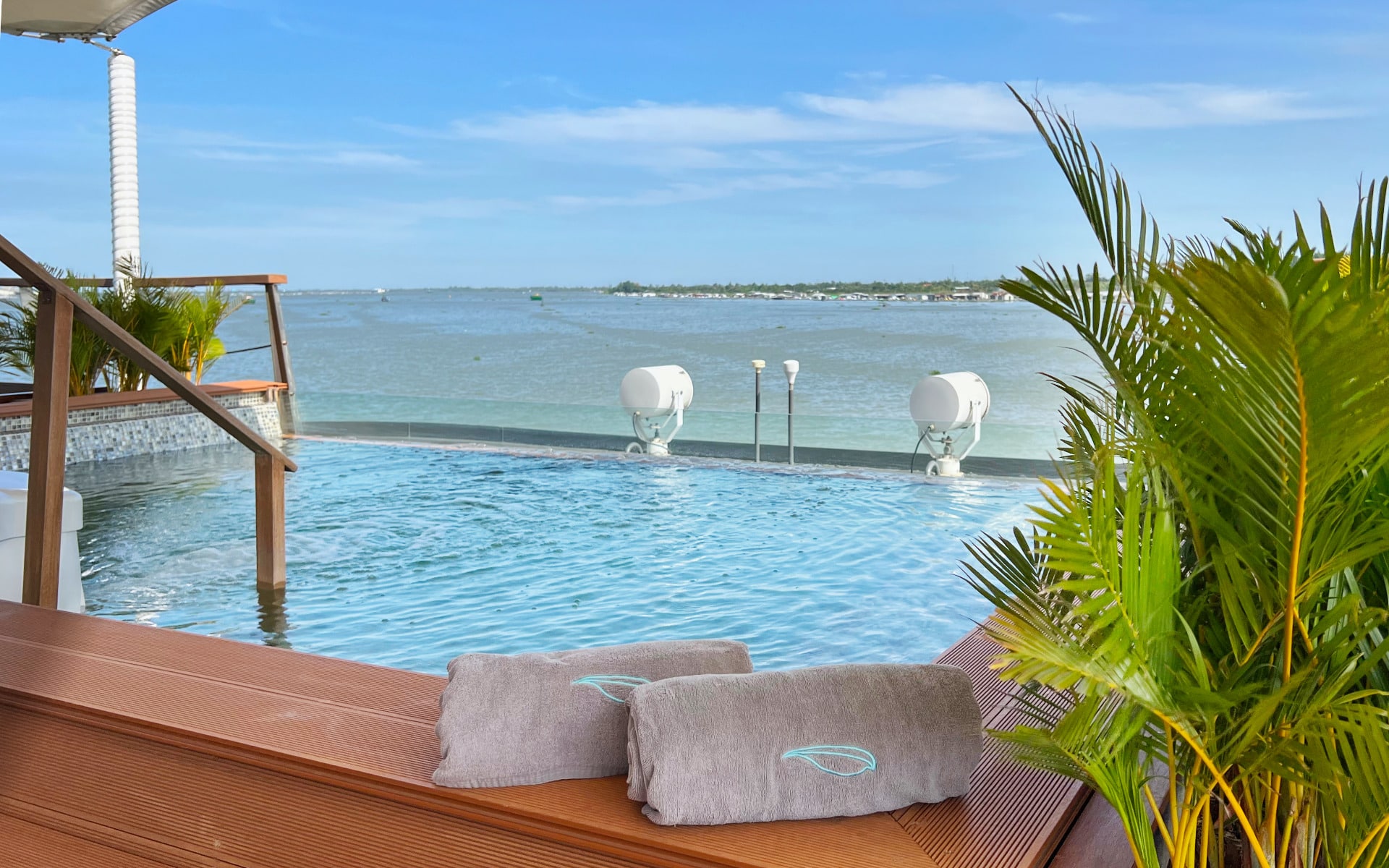 A plunge pool on a Mekong river cruise ship.