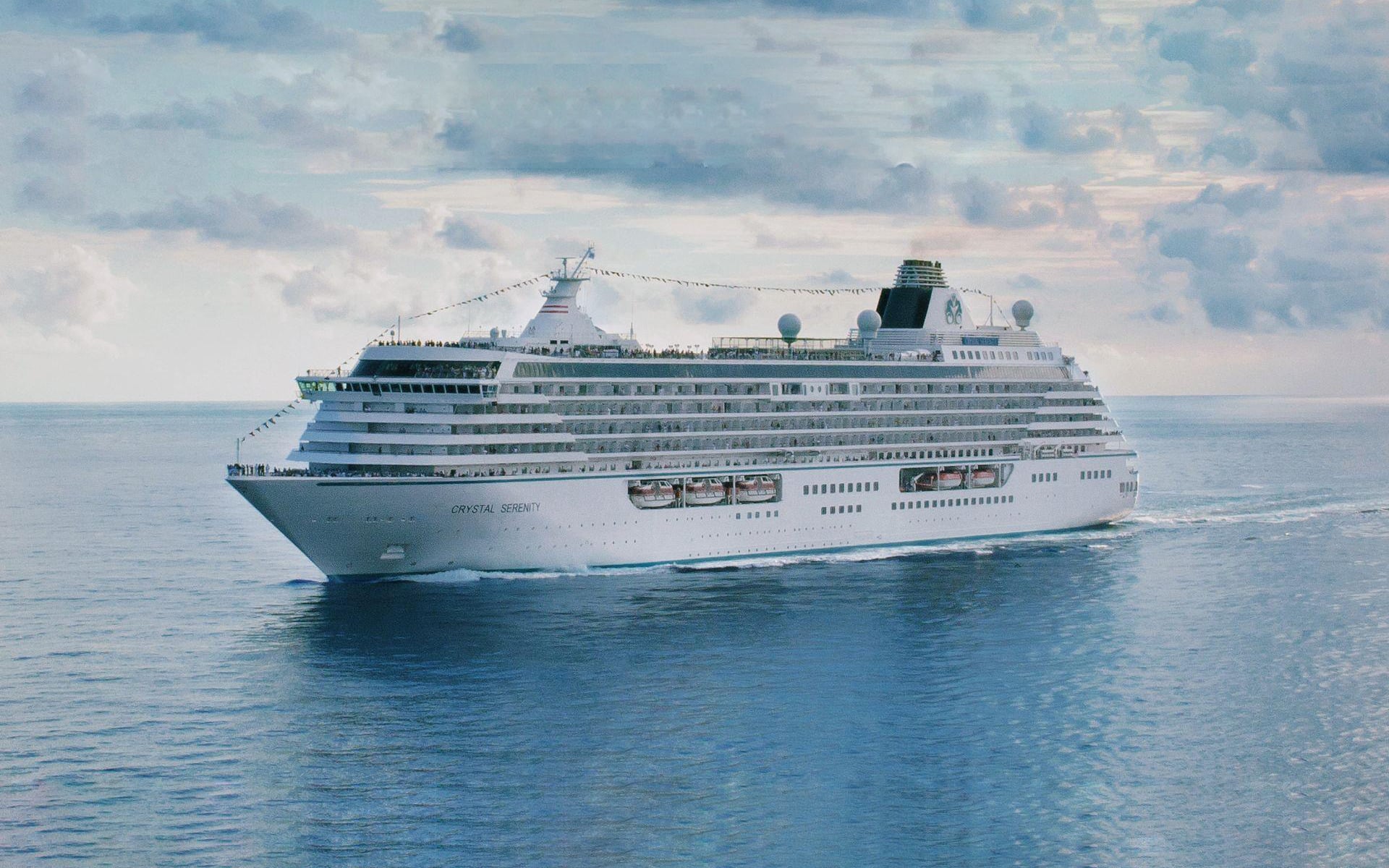 The Crystal Serenity cruise ship which will sail the World Cruise 2024.