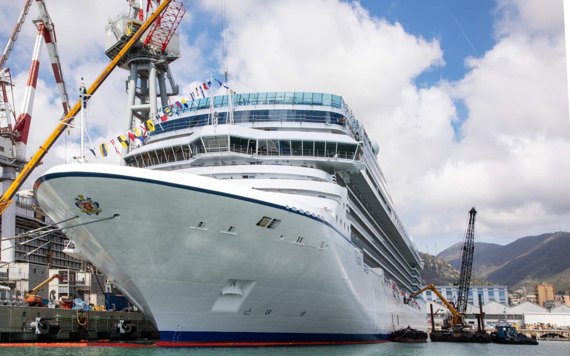 Oceania Cruises new Vista at the shipyard in Genoa, Italy.
