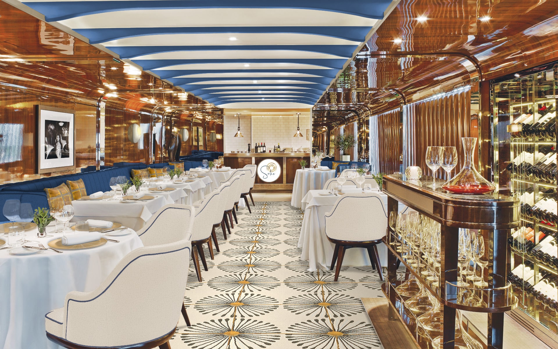 The new Solis Restaurant on Seabourn Quest (rendering).