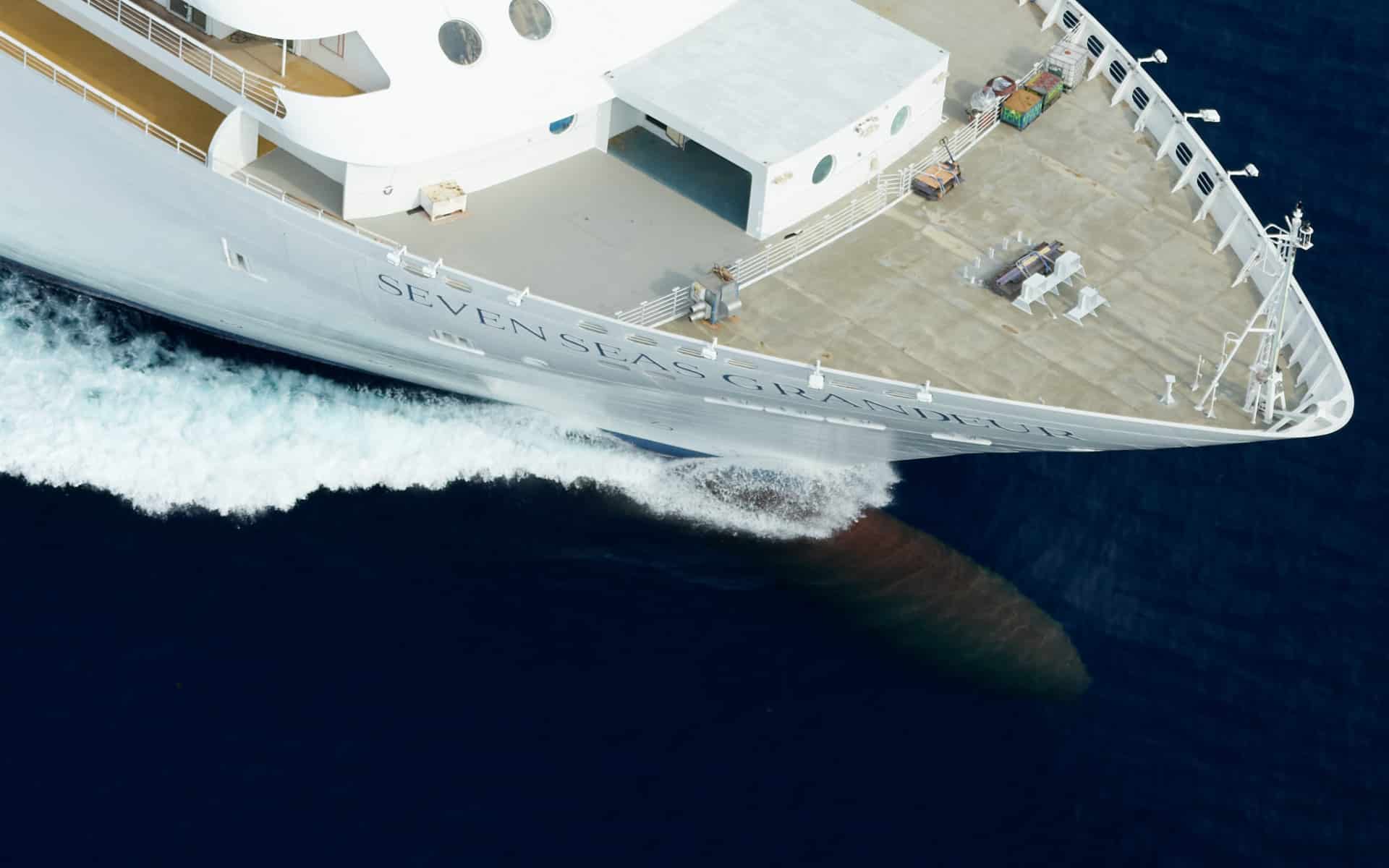 Seven Seas Grandeur during sea trails. The vessel has now been delivered and makes its maiden voyage in November 2023.