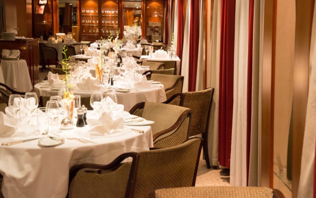 The Dining Salon on a SeaDream Yacht.