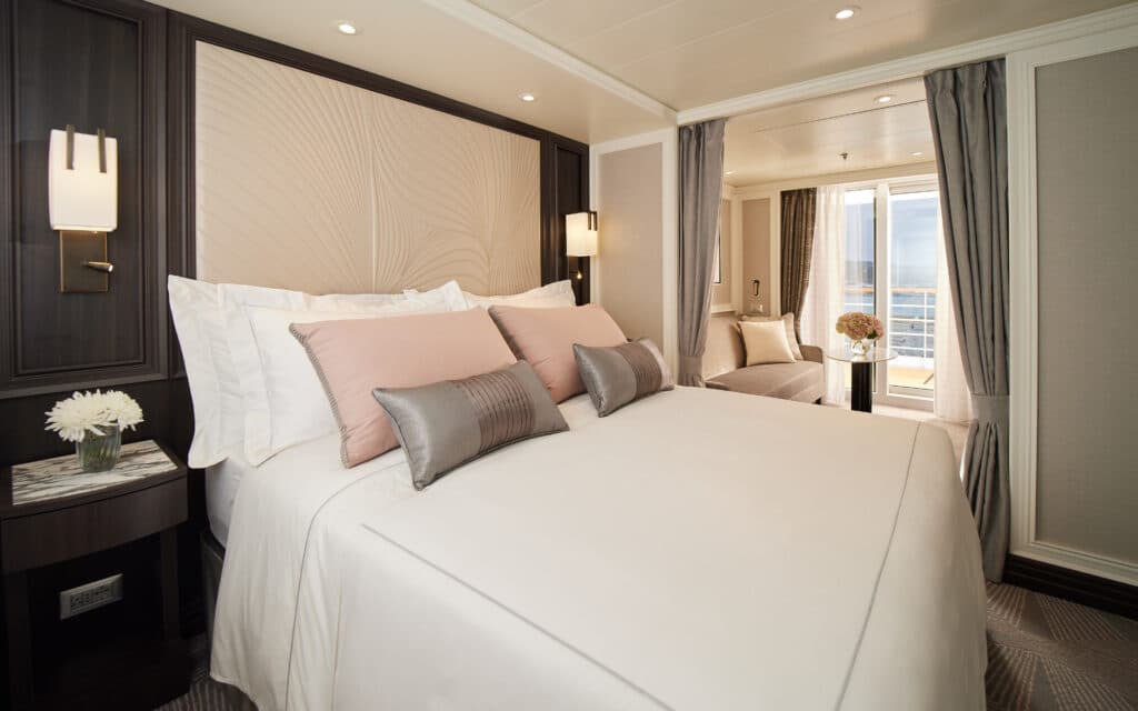 A Deluxe Veranda Suite on Seven Seas Grandeur.