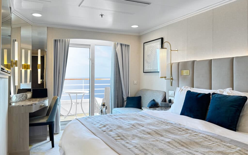 A Crystal Symphony Double Guest Room with veranda.