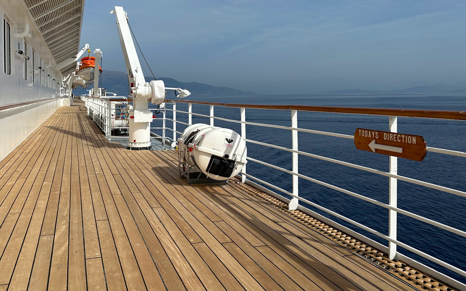 The magnificent Promenade deck on the Chrystal Symphony cruise ship.