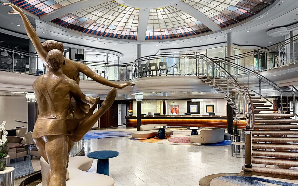 The spectacular Crystal Plaza atrium on Crystal Symphony.