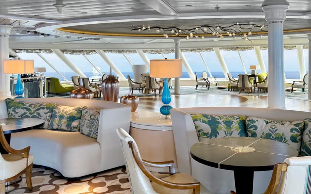 The Palm Court lounge and bar on the Crystal Symphony cruise ship.