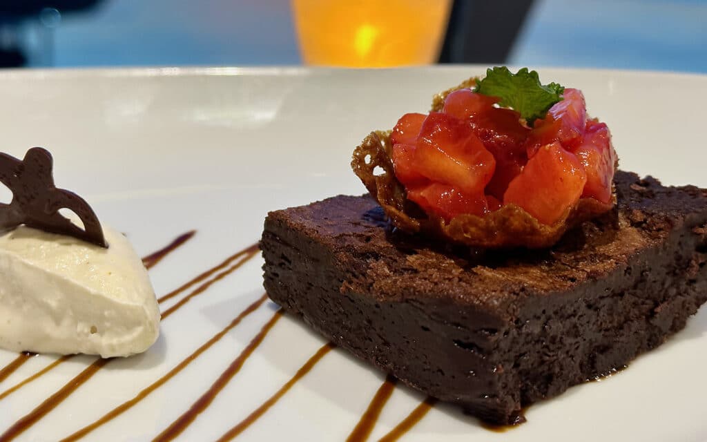 Flourless Chocolate Torte as served in Aqualina Restaurant on Azamara Pursuit.