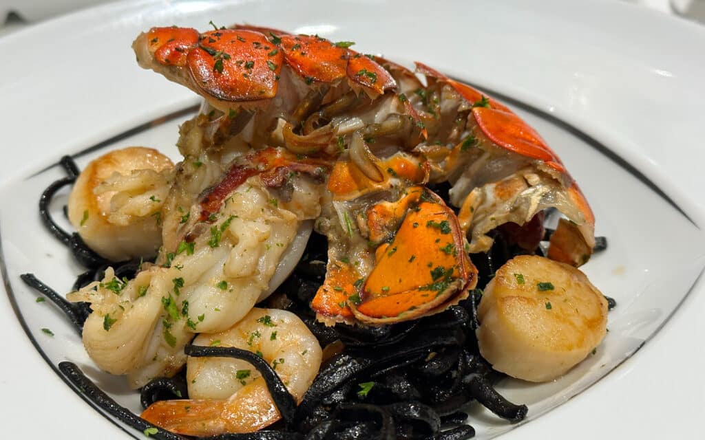 Lobster Tail & Squid Ink Pasta.