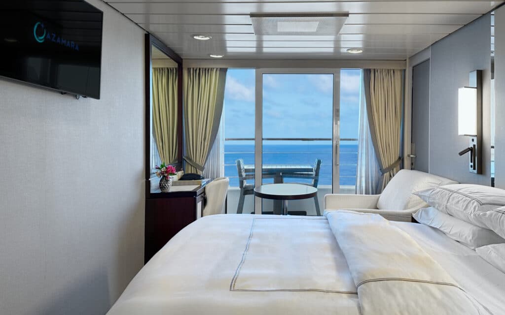 An Azamara Pursuit Veranda Stateroom.