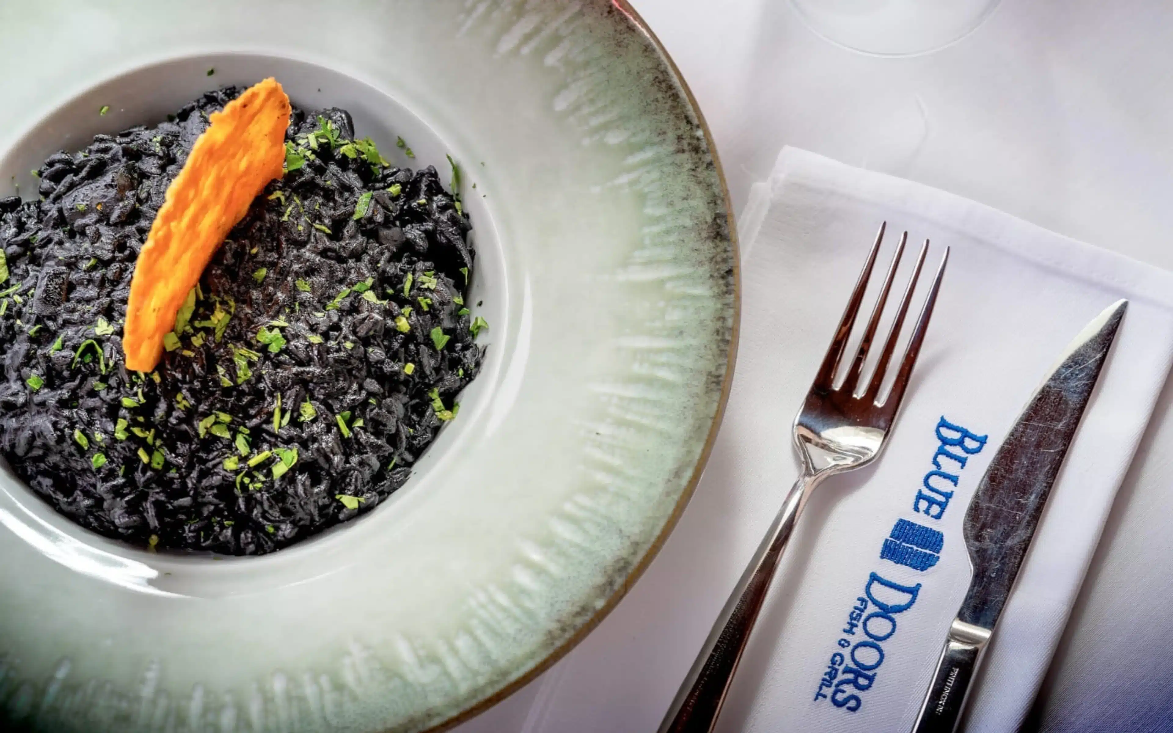 A plate of food from the Blue Doors restaurant in Hvar, Croatia.