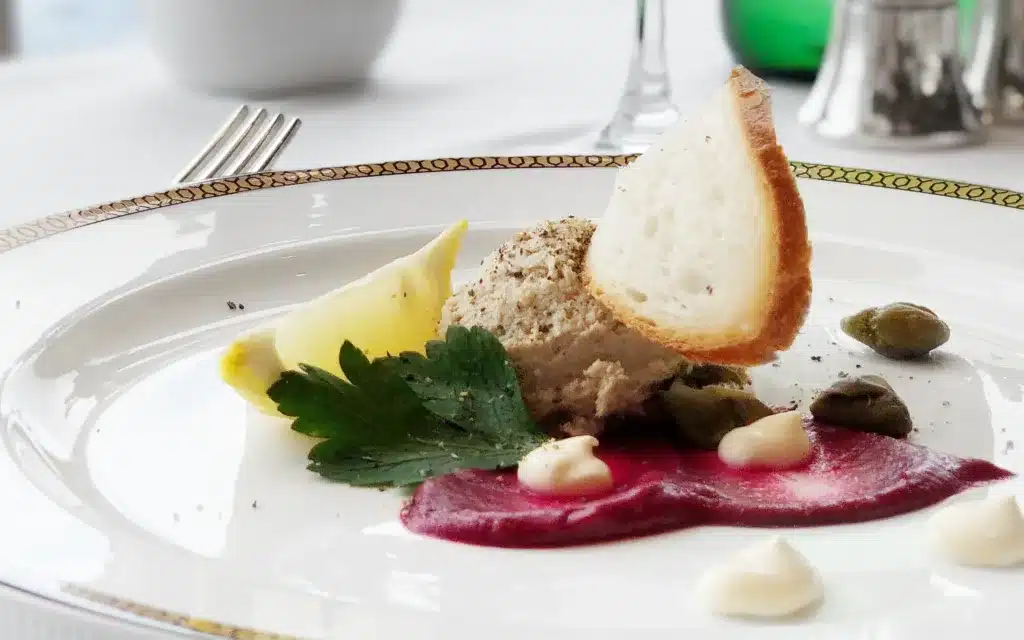 Mackerel Pate served on a Beetroot Purée.