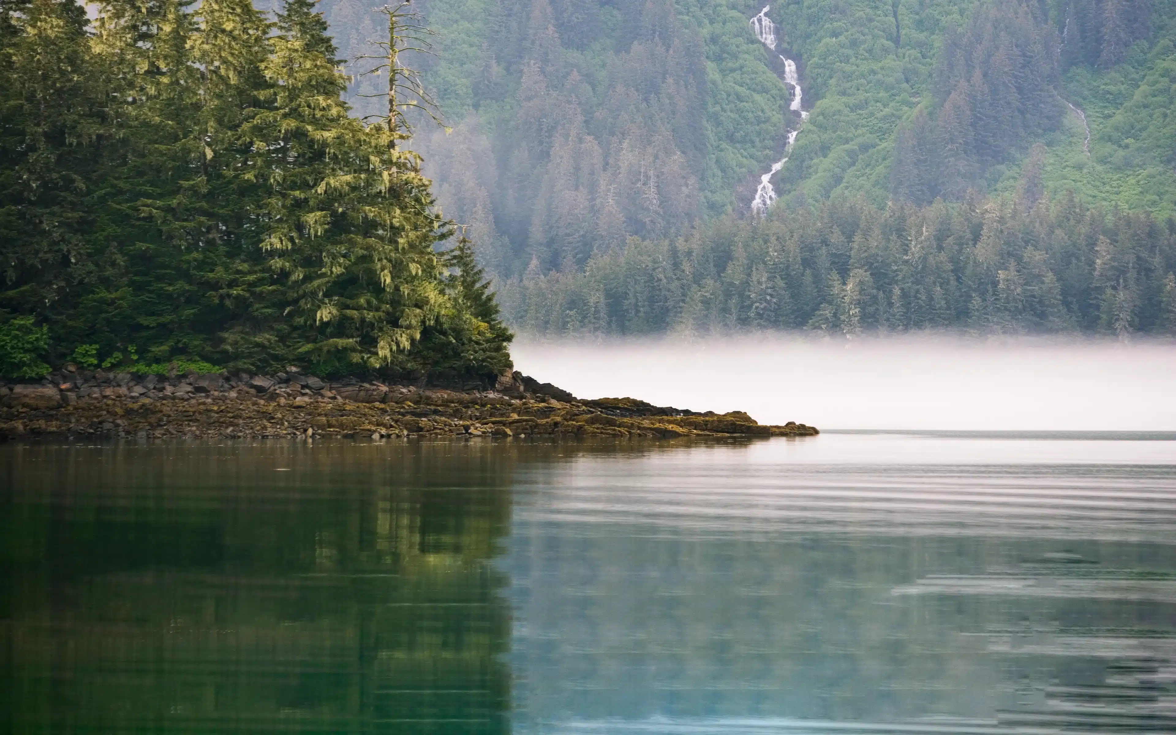 A waterfall in Glacier Bay National Park and Preserve, Alaska.