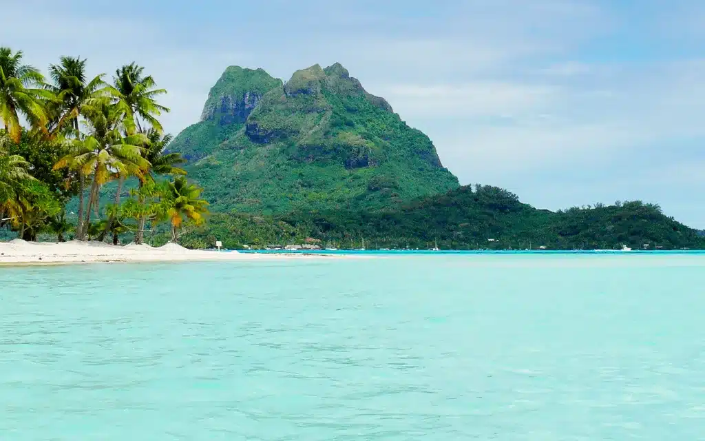 The turquoise Bora Bora lagoon.