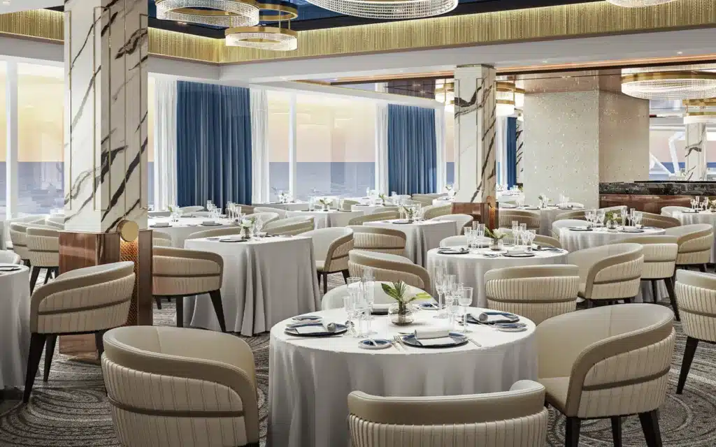 The Compass Rose restaurant aboard Seven Seas Prestige (rendering).