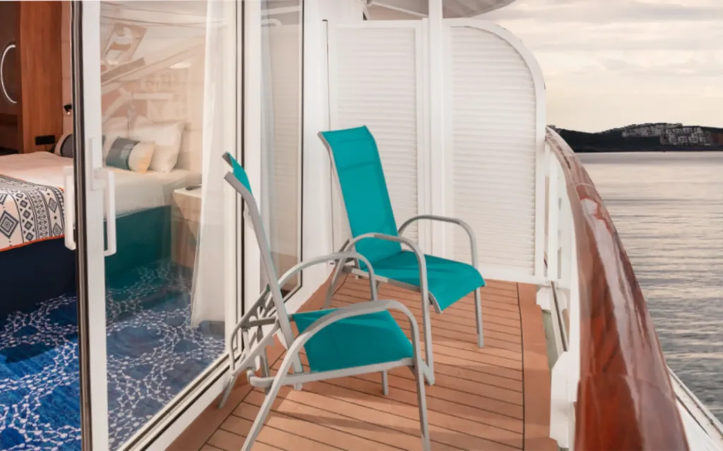 Celestyal Discovery Junior Dream Suite balcony.