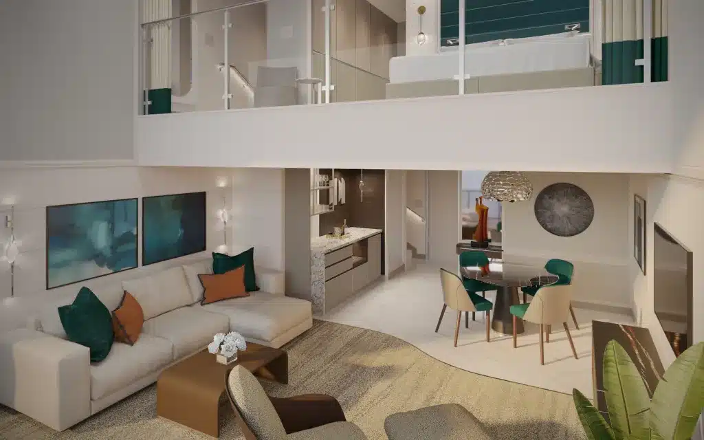 Another view of the Grand Loft Suite aboard Seven Seas Prestige.