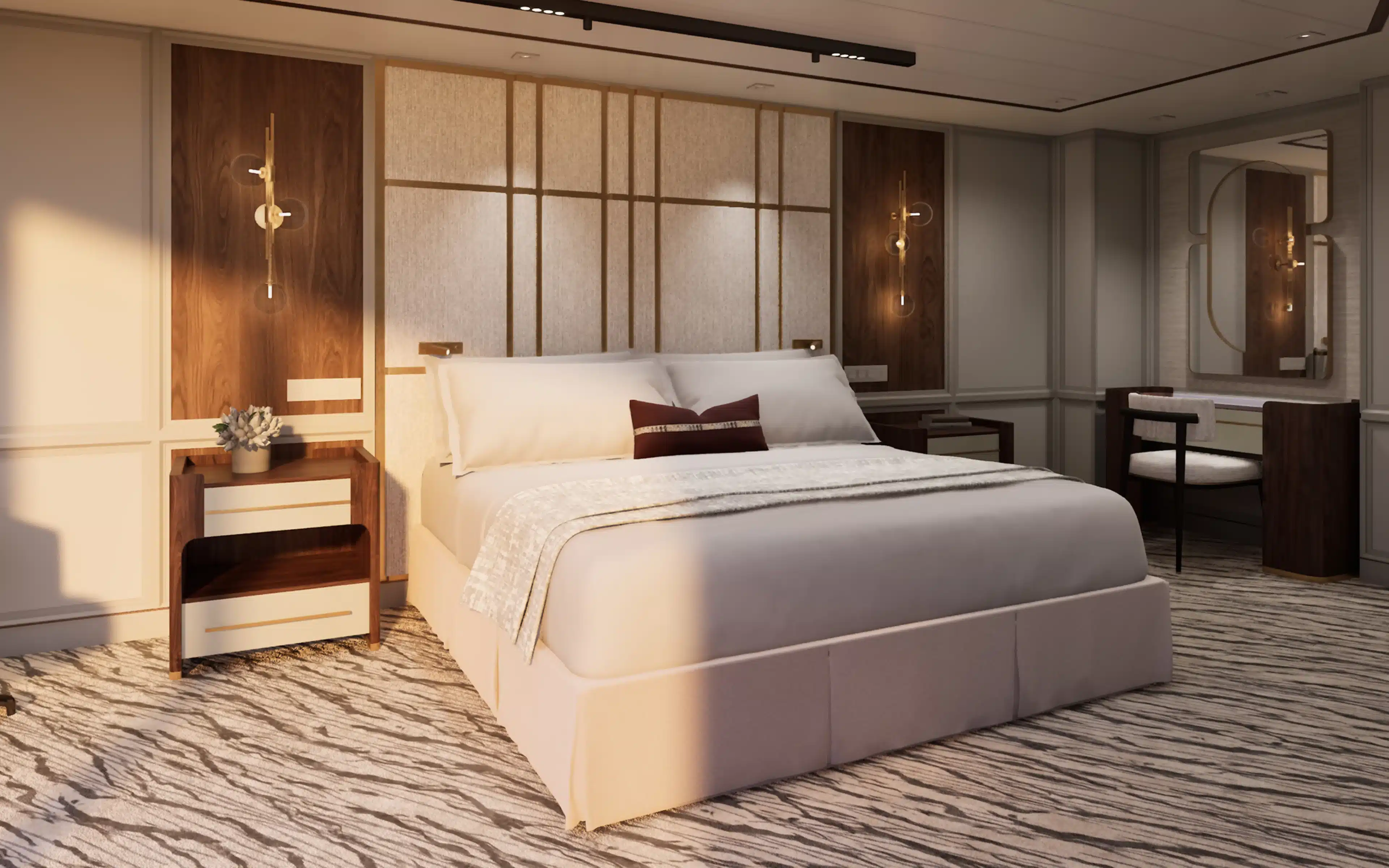 Seven Seas Prestige Skyview Suite master beadroom.