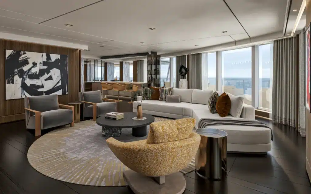 A plush,apartment-style living room.