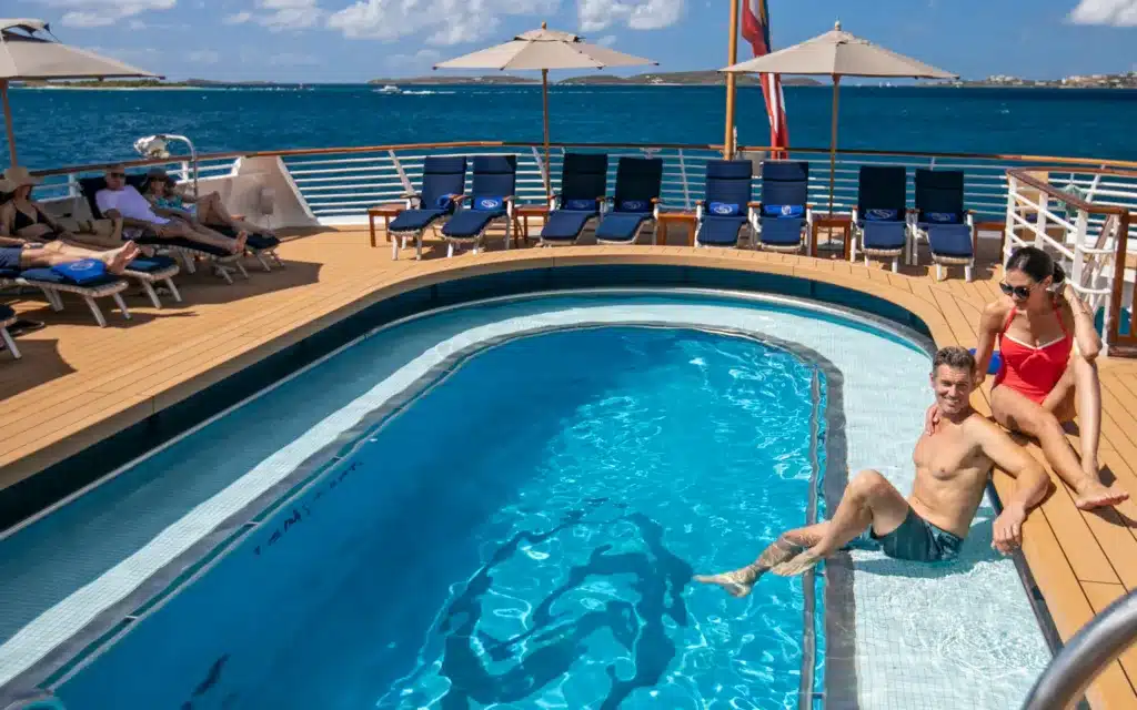 The swimming pool on SeaDream Yacht Club.