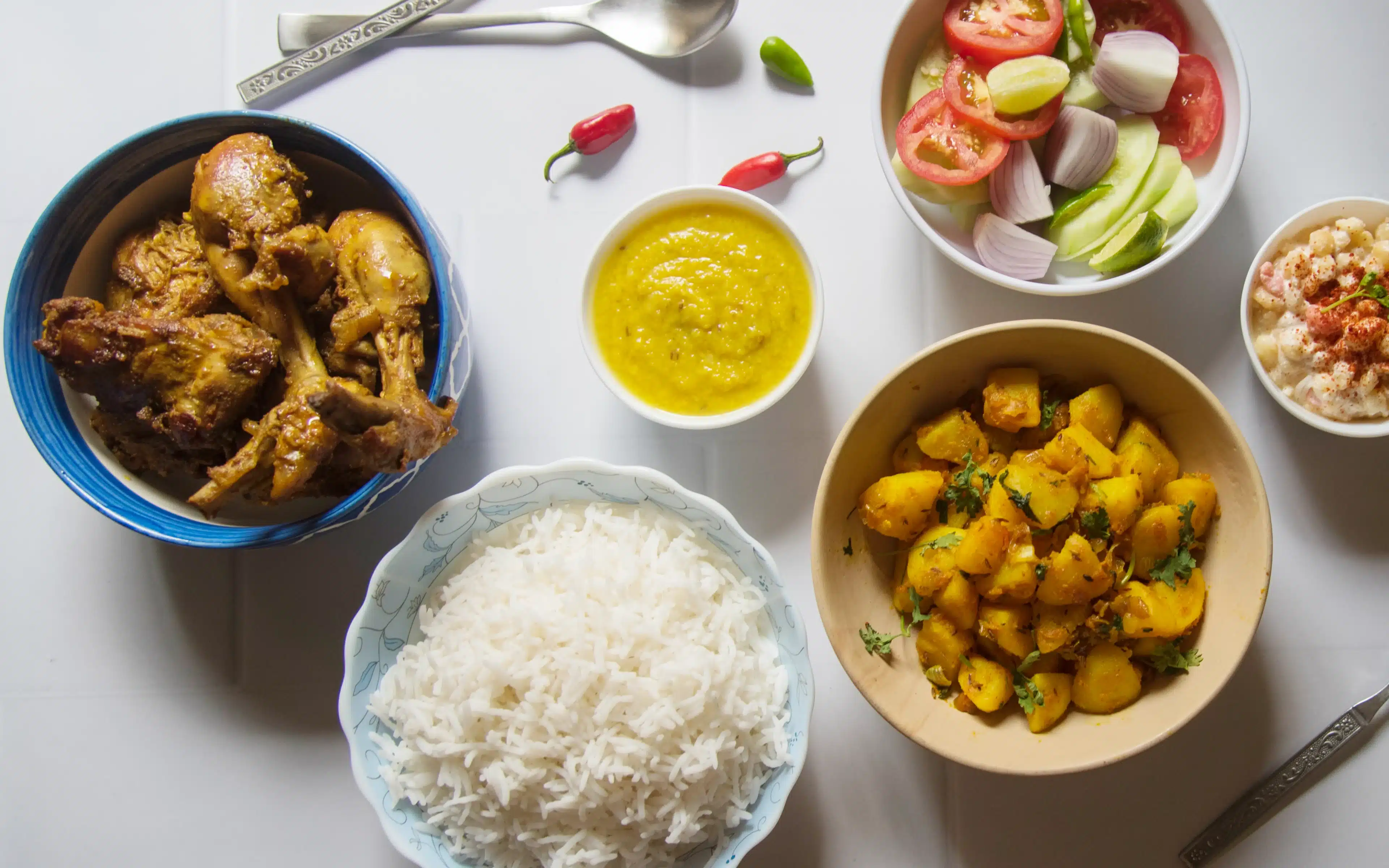 Ready to eat Indian non veg lunch menu served.