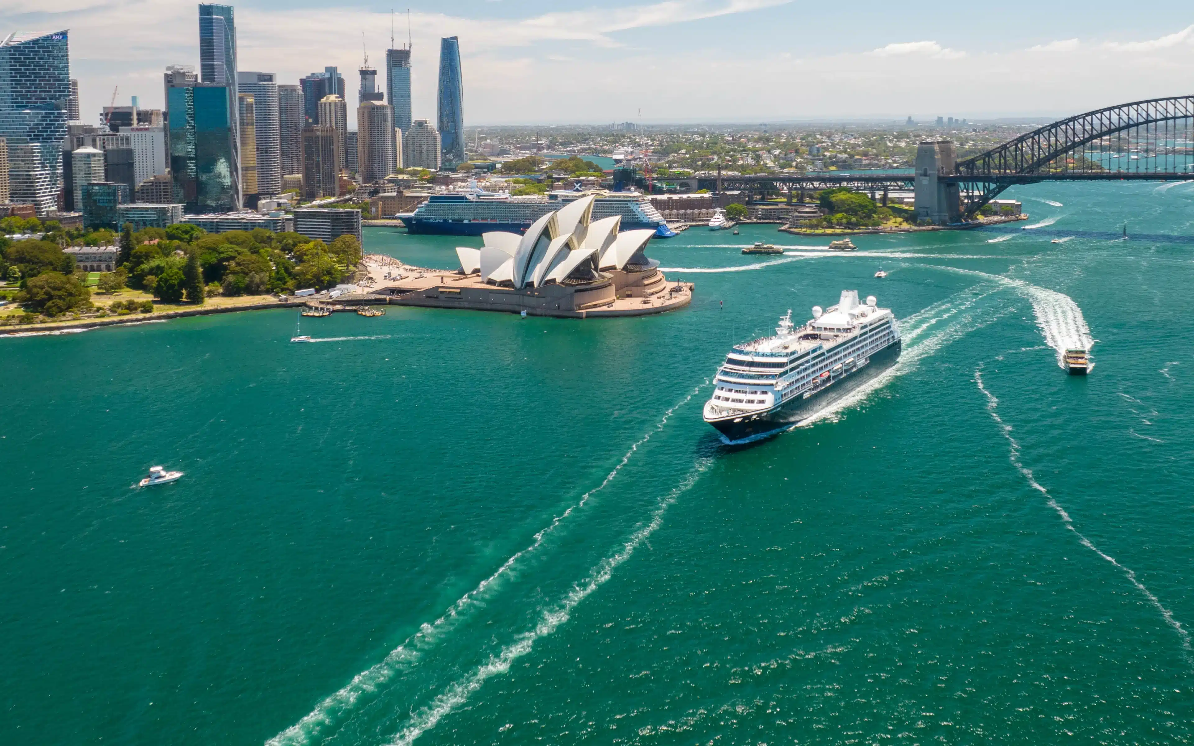 Azamara Quest sailing past the Sydney Opera House.