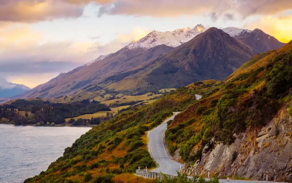 A small road leads into the distance on Bennetts Bluff, New Zealand.