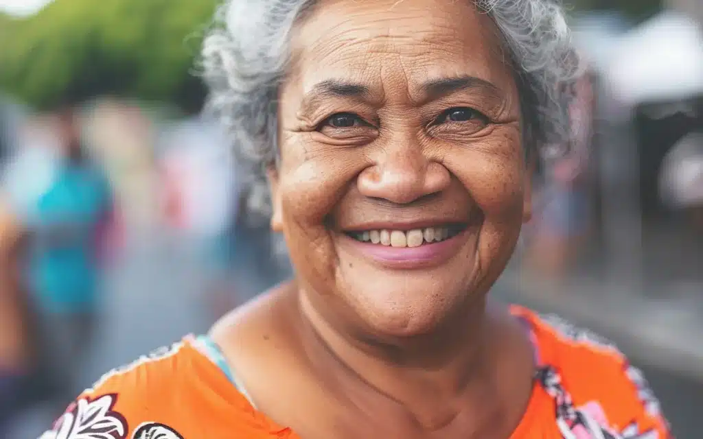 Middle aged Māori woman smiling.