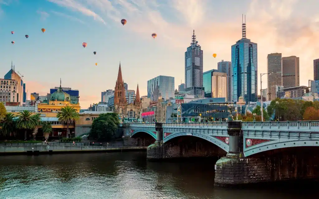 A view across the Yarra River toward the Melbourne CBD.