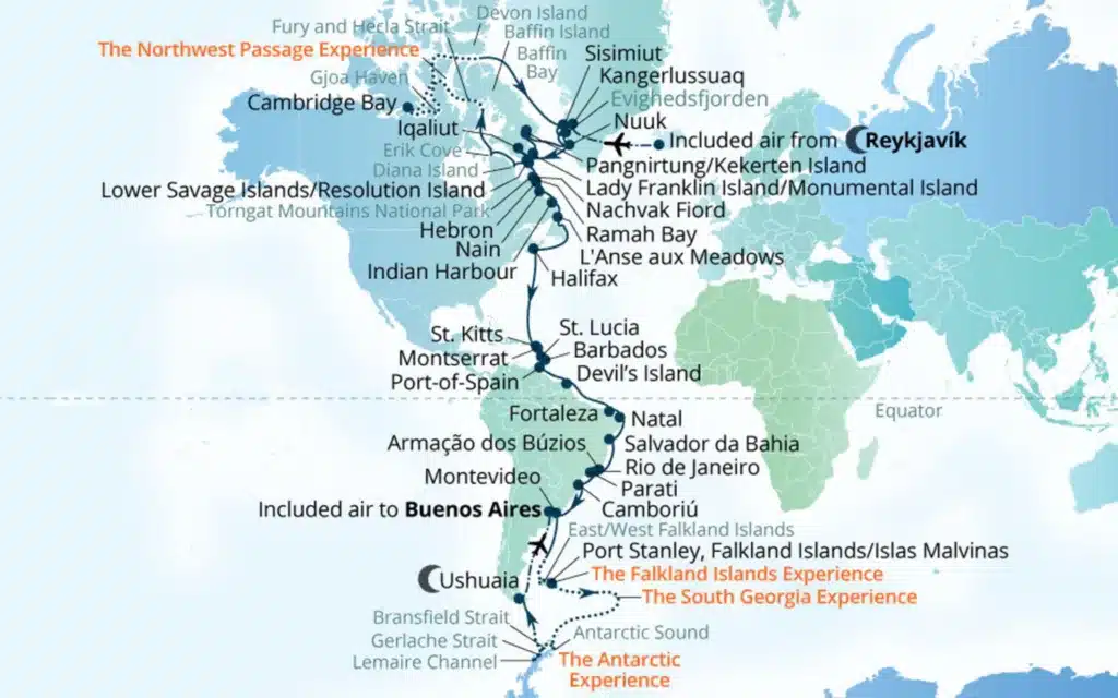The 2027 Grand Expedition: Pole To Pole route map.