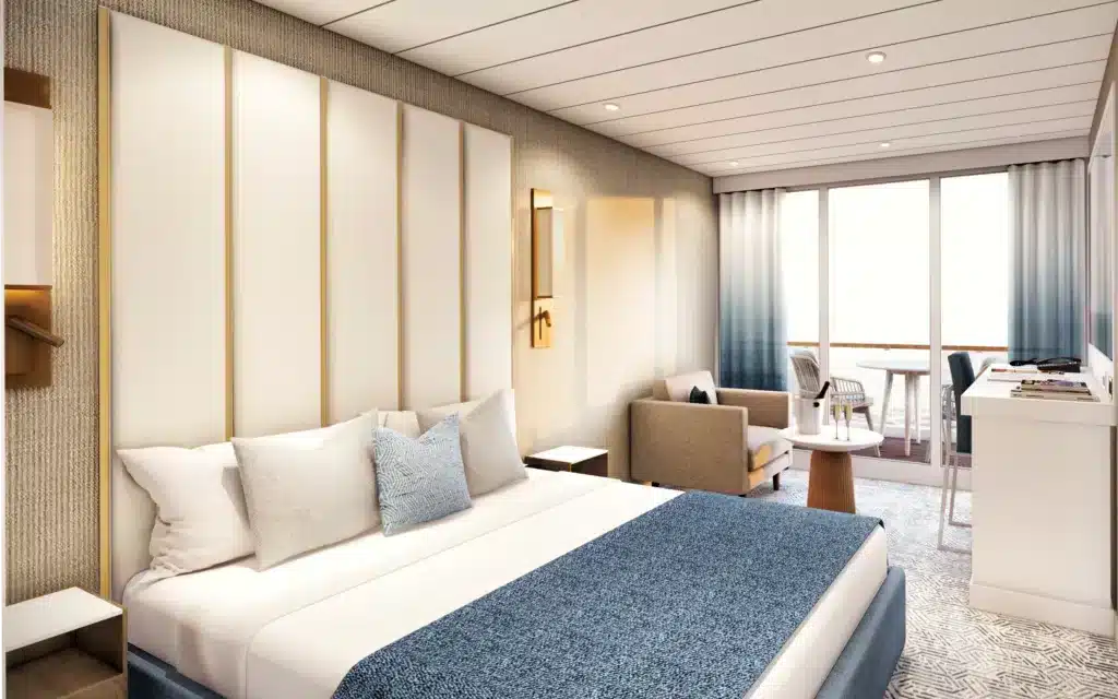 A refreshed Azamara Veranda Stateroom.