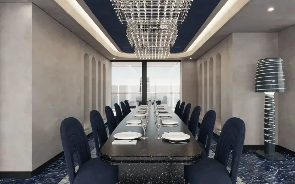 The Chef's Table dining venue on Explora III (rendering).