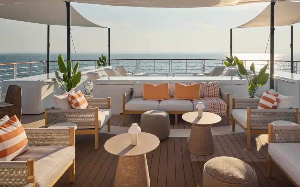 The sun deck on board Paspaley Pearl.