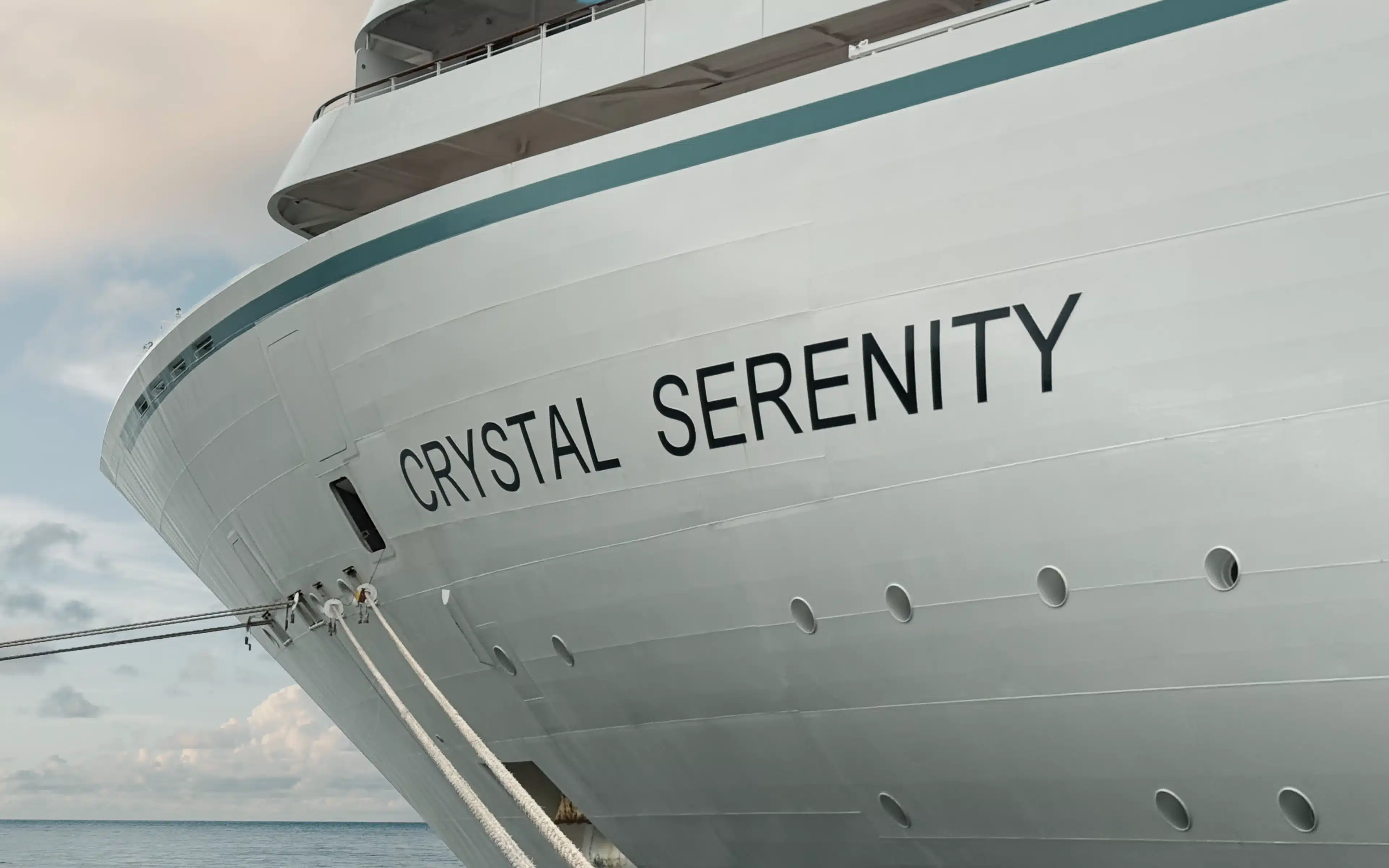 The bow of the Crystal Serenity cruise ship.