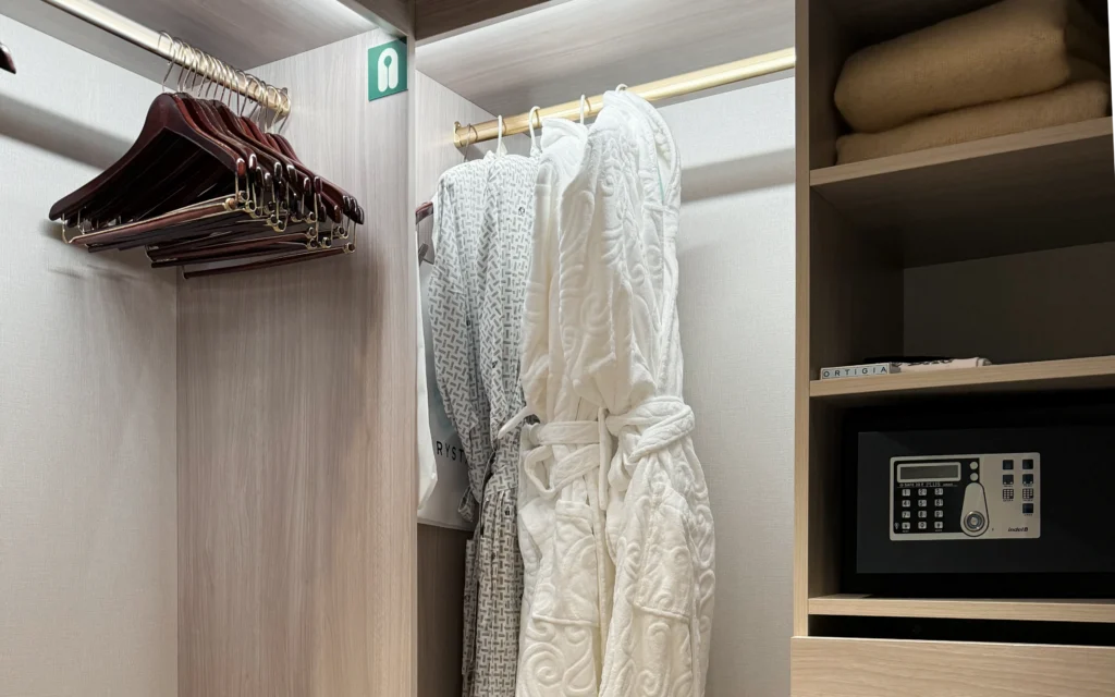 The walk-in closet in the Sapphire Veranda Suite.