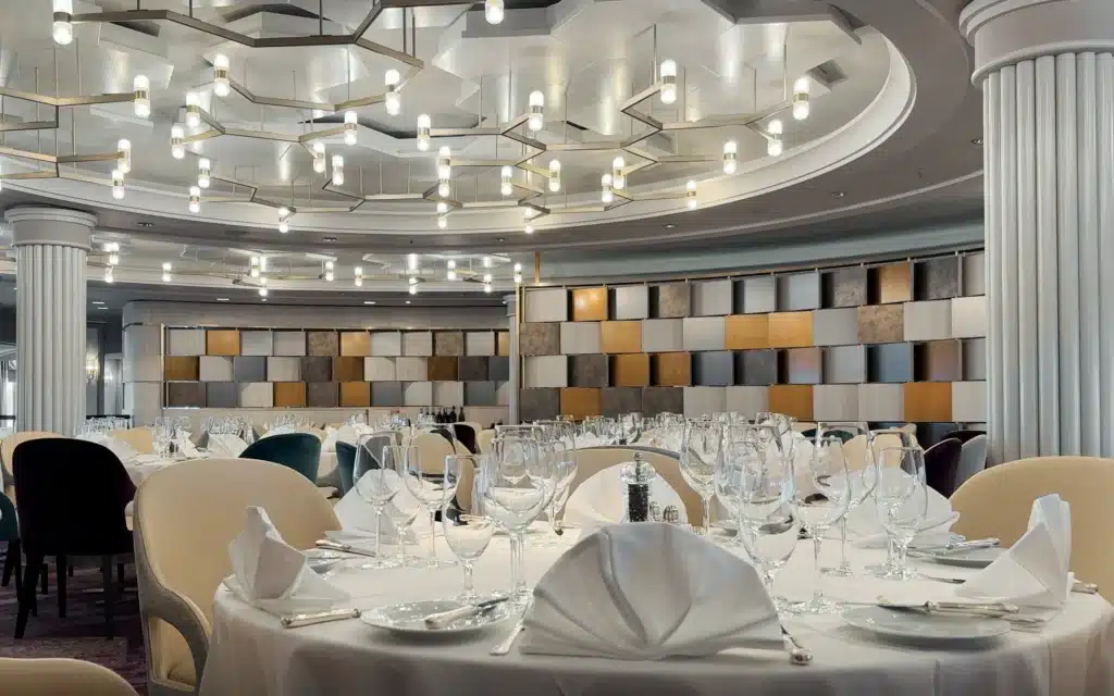 View across the Waterside restaurant on Crystal Serenity.